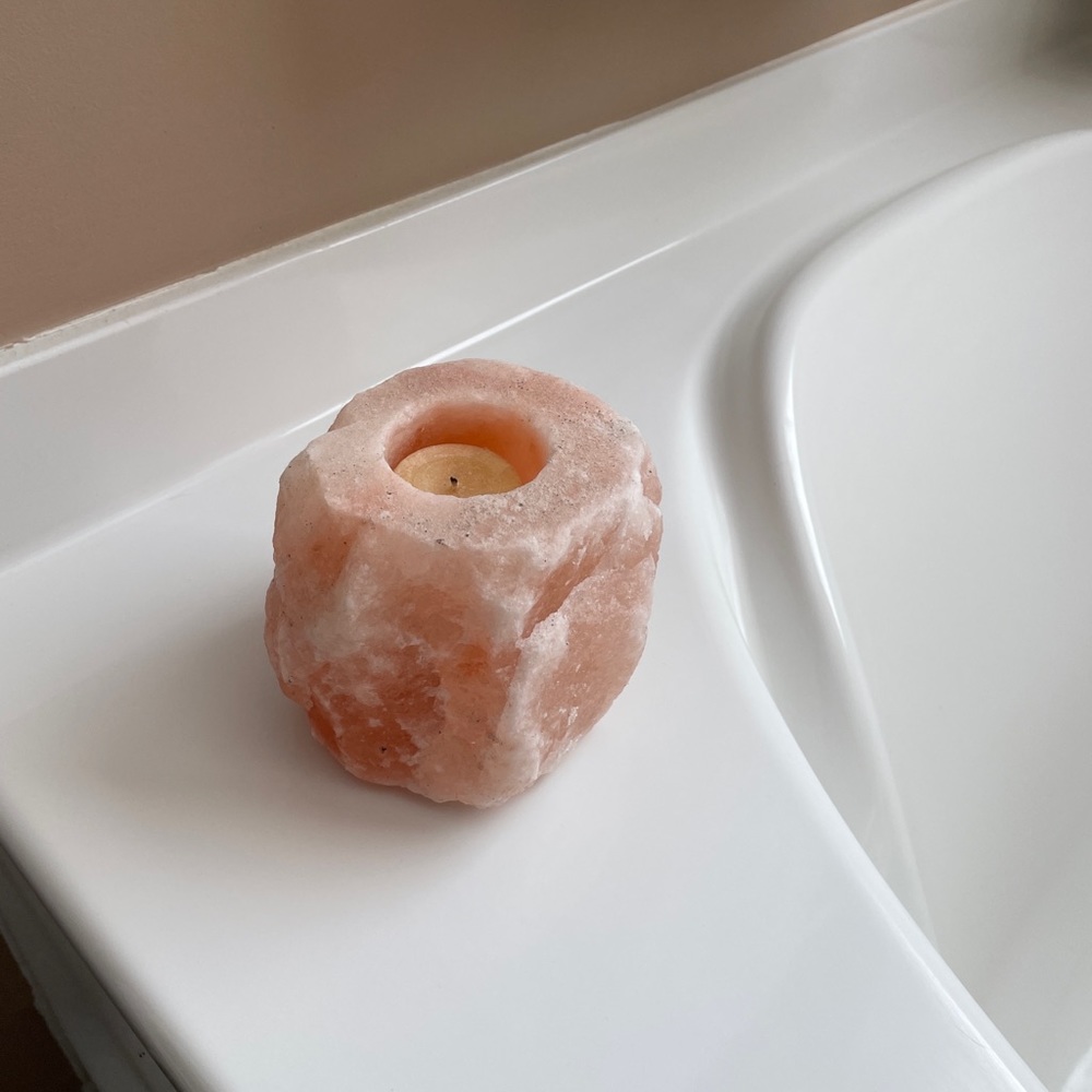Salt rock candle holder